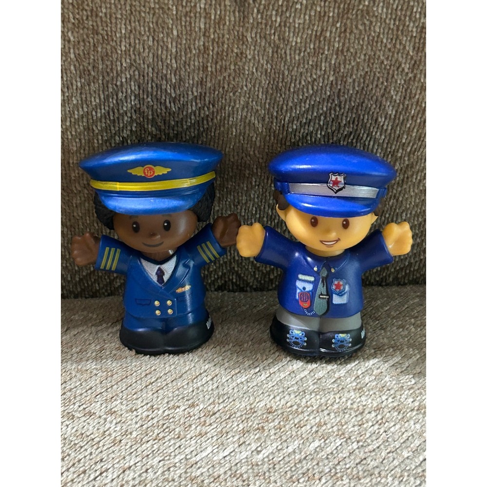 Fisher-Price Little People Pilot and Police Officer Figures FGX54 Blue Uniforms